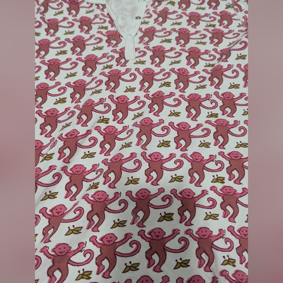 Roller Rabbit Pink Monkeys Pajamas Preppy Cute Cotton 2 piece set - Picture 4 of 7